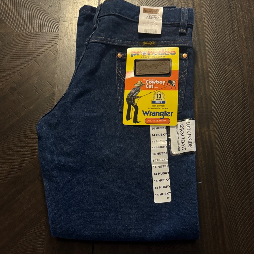 NWT Wrangler Boy’s Dark Blue Bootcut Jeans - 14 Husky